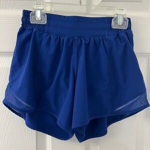 Lululemon Hotty hot shorts in royal blue, 4 inch inseam